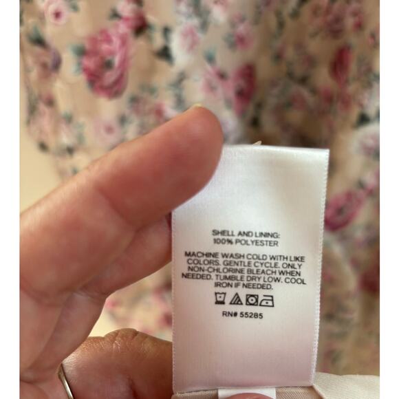 Express Floral Print Ruffle Faux Wrap Hi-Lo Maxi Dress Feminine Size L - Picture 11 of 11